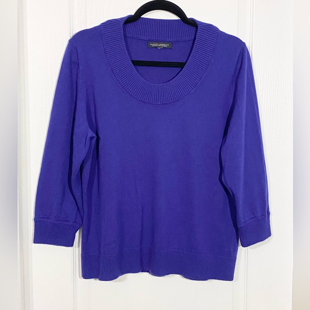 Y2K Banana Republic Extra Fine Merino Wool Scoop Neck Sweater Purple Size Large